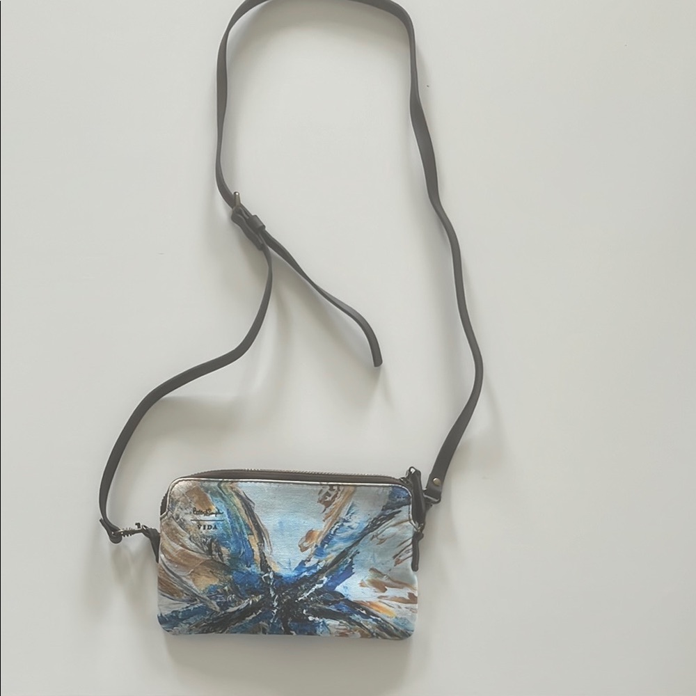 Artistic Blue and Brown Crossbody Bag